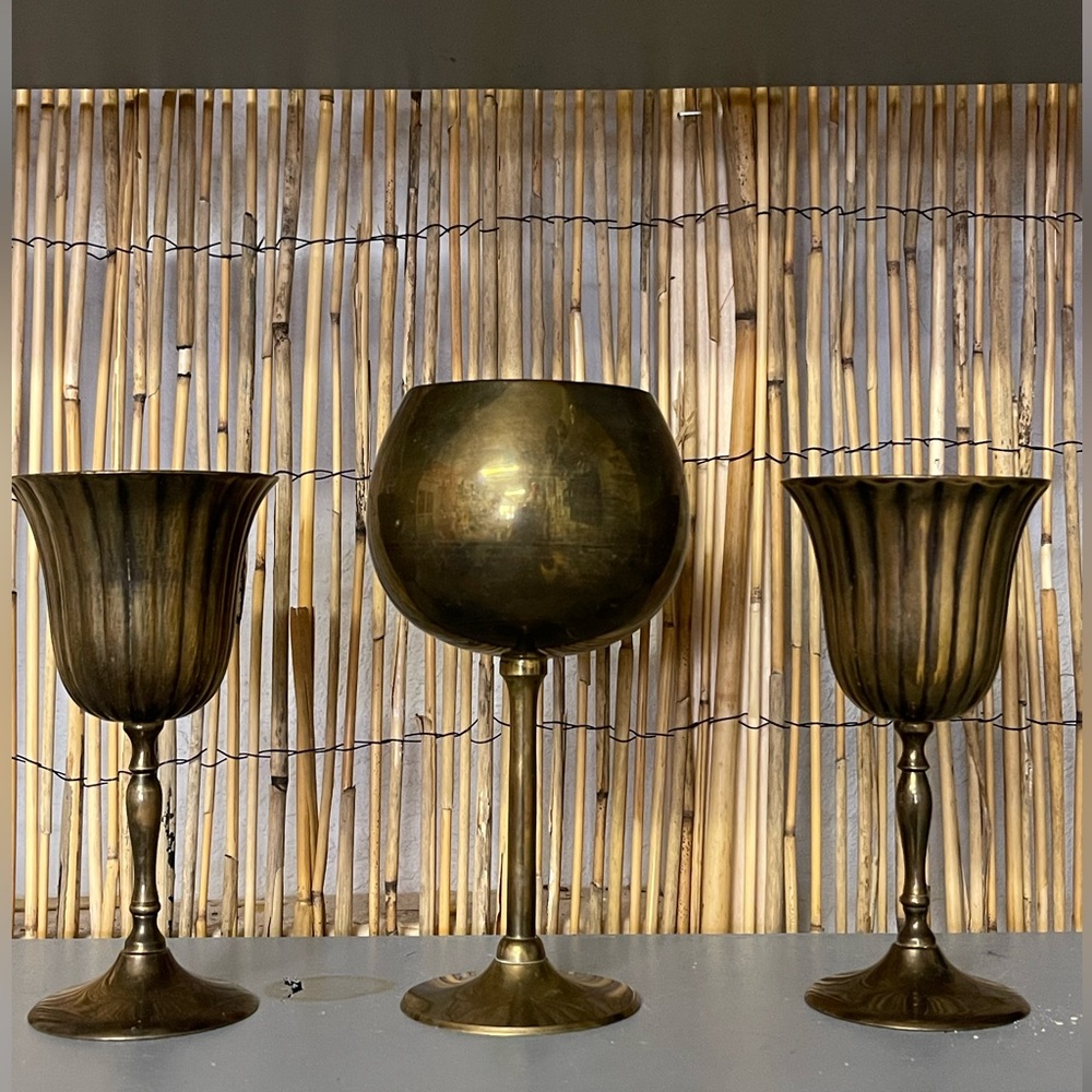 Gifts of Distinction 1984 Vintage Brass Goblet Set